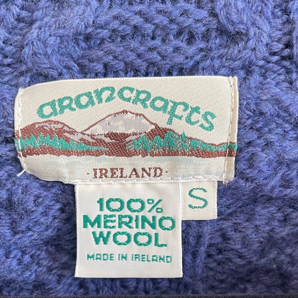 Aran Crafts Deep Blue Cable Knit Cardigan S - Picture 2 of 5